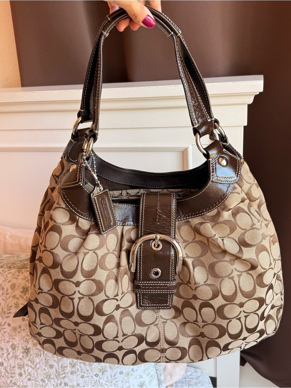 Vintage Coach soho lynn brown hobo monogram bag